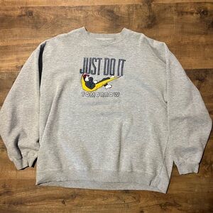 Y2K Vintage Big Dogs Just Do It Tomorrow Gray Graphic Men's Crewneck Sweater